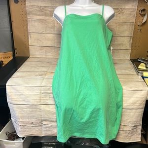 Knit Green Spaghetti Strap Dress (Smoker)